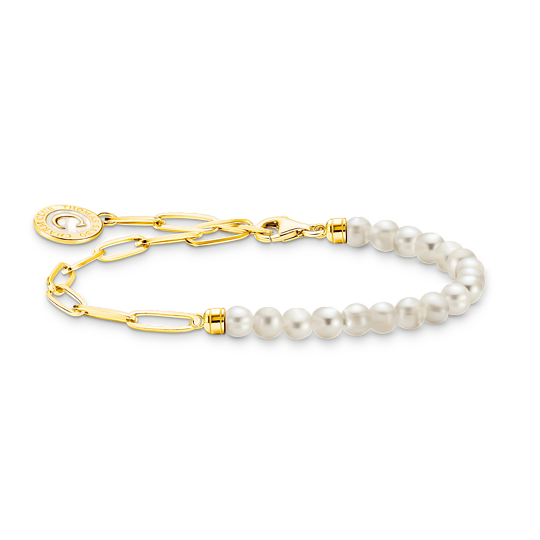 Thomas Sabo Member charm bracelet with White Pearls gold plated A2129-430-14