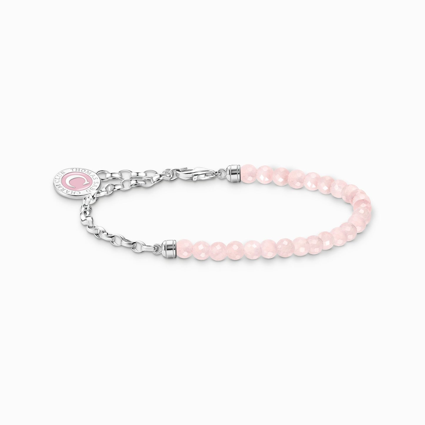 Thomas Sabo Member Charm Bracelet with beads of rose quartz and Charmista Coin Silver A2130-067-9