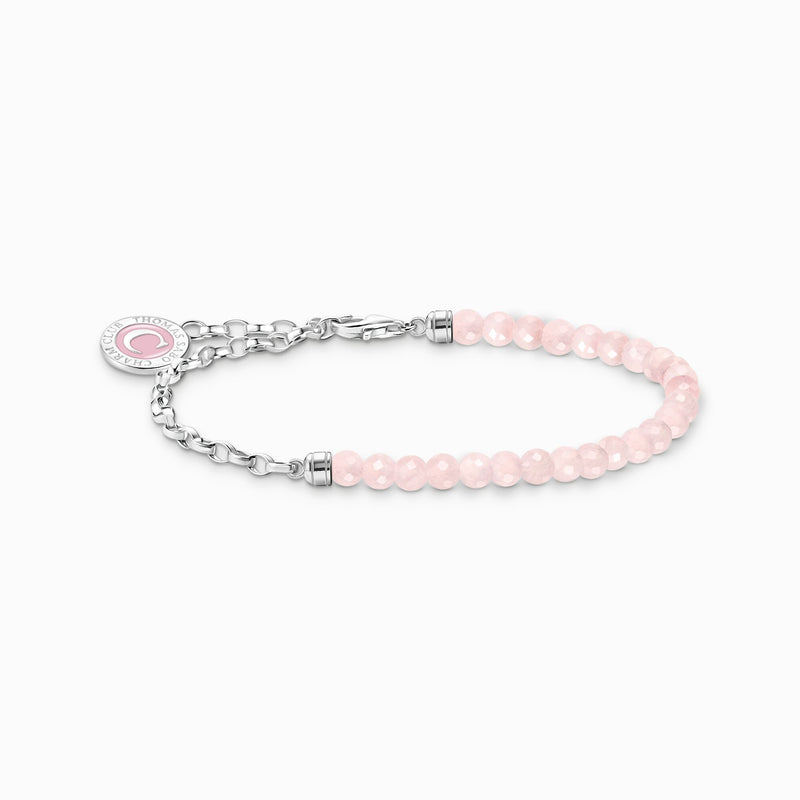 Thomas Sabo Member Charm bracelet with beads of rose quartz and Charmista Coin silver A2130-067-9