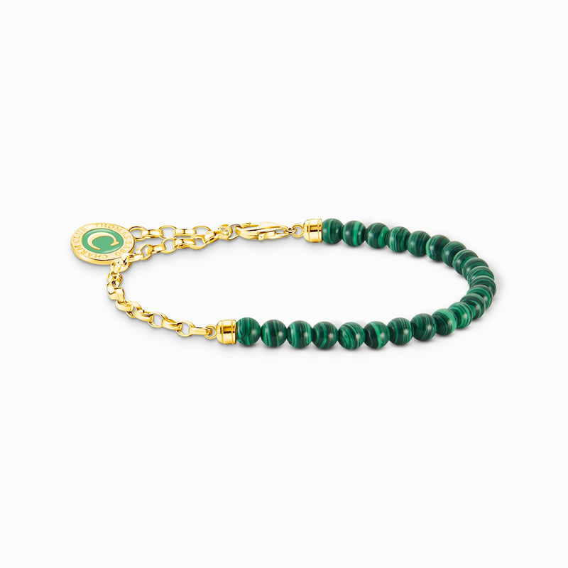 Thomas Sabo Member Charm Bracelet Green Beads Yellow Gold Plated A2130-140-6