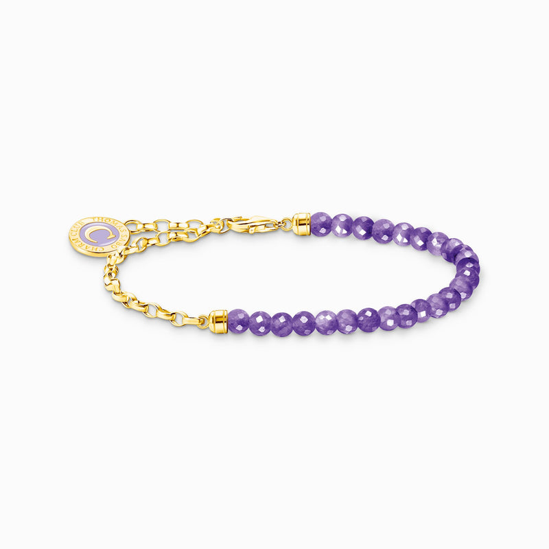 Thomas Sabo Member Charm Bracelet Violet Beads Yellow Gold Plated A2130-427-13