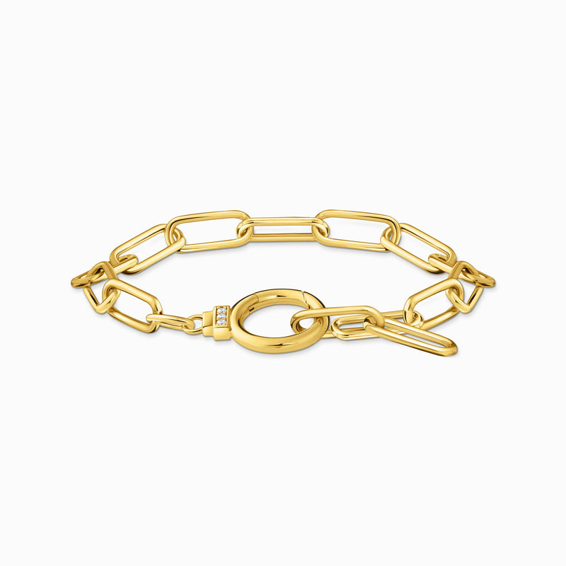 Thomas Sabo Link Bracelet with CZ Ring Clasp Yellow Gold Plated A2133-414-14-L19