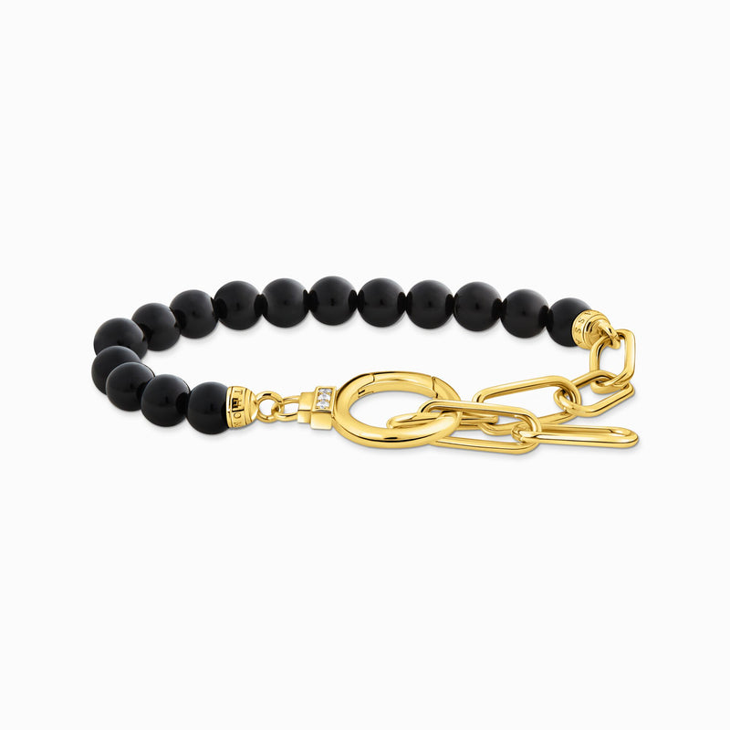 Thomas Sabo Onyx Bead Bracelet Yellow Gold Plated A2134-177-11-L19V