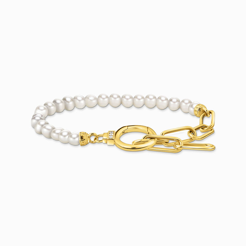 Thomas Sabo Freshwater Cultured Pearl Bracelet Yellow Gold Plated A2134-445-14-L19V