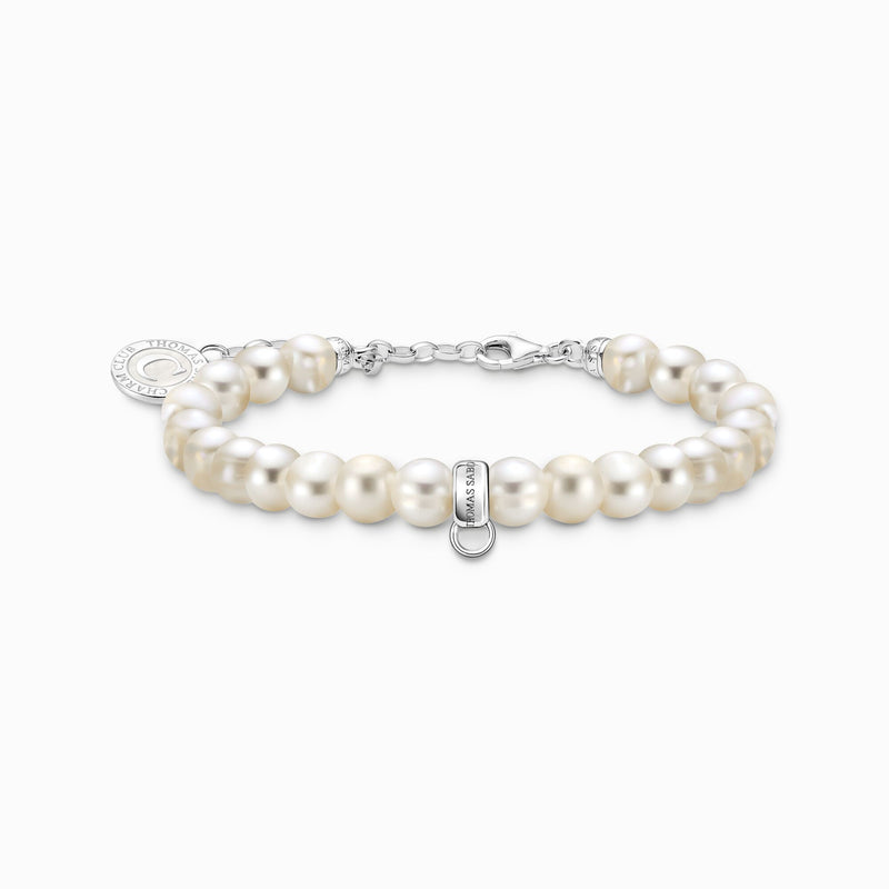 Thomas Sabo Silver Member Charm Bracelet with Oval Pearls A2142-158-14
