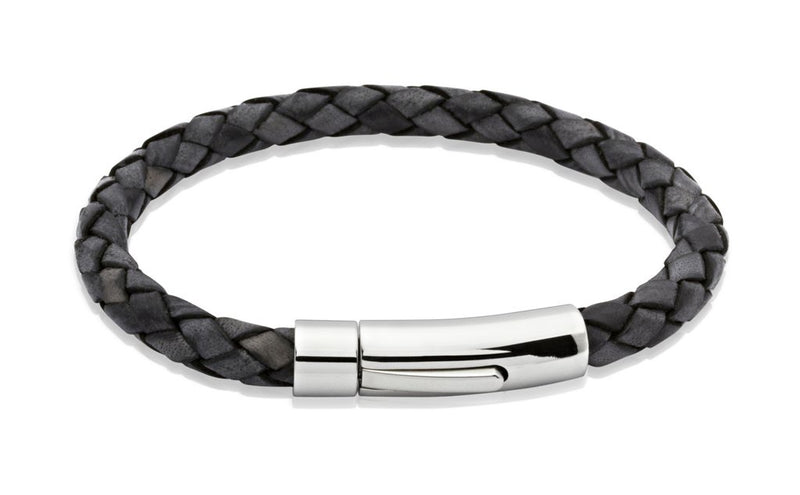 Unique & Co Black Leather Bracelet with S/S Clasp A40ABL/21CM