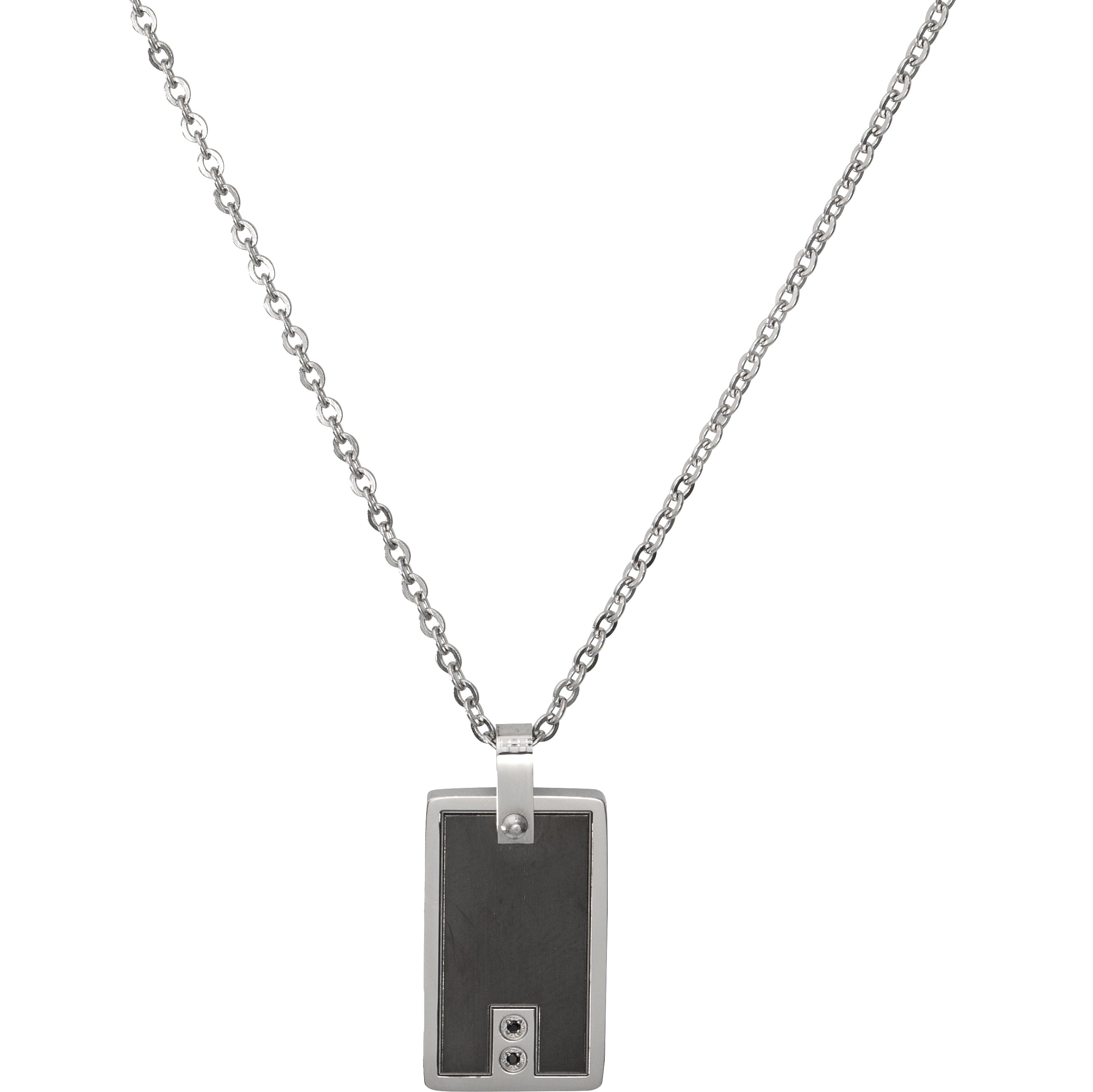 Unique & Co S/S Pendant with Black Plating and Stone AN-107/50cm
