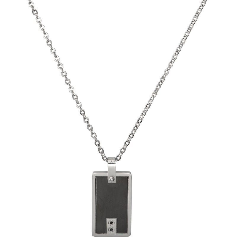 Unique & Co S/S Pendant with Black Plating and Stone AN-107/50cm