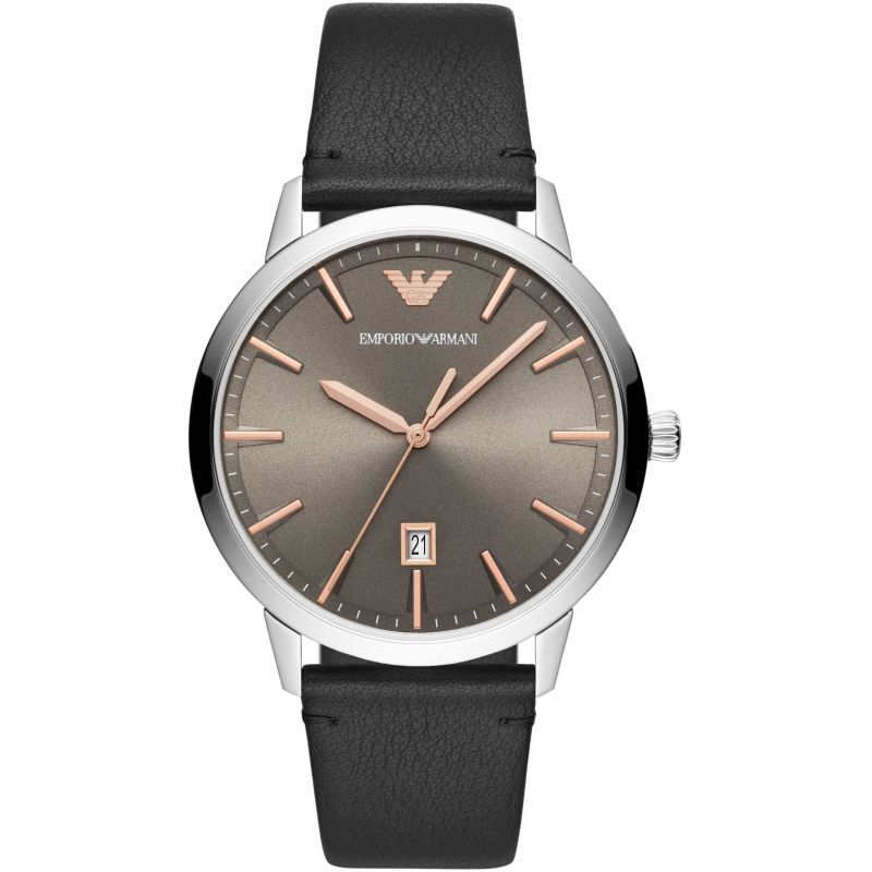 Emporio Armani Black Leather Strap Watch AR11277