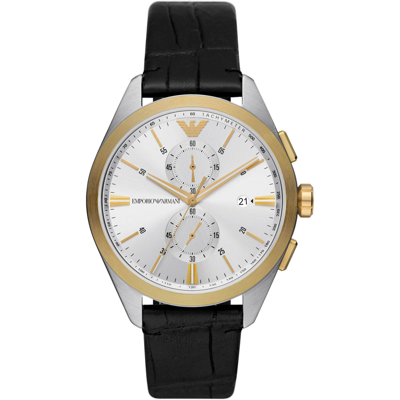 Emporio Armani Chronograph Black Leather Watch - AR11498