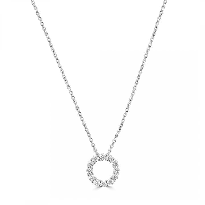 18ct White Gold 16 Diamond Circle Pendant 0.50ct