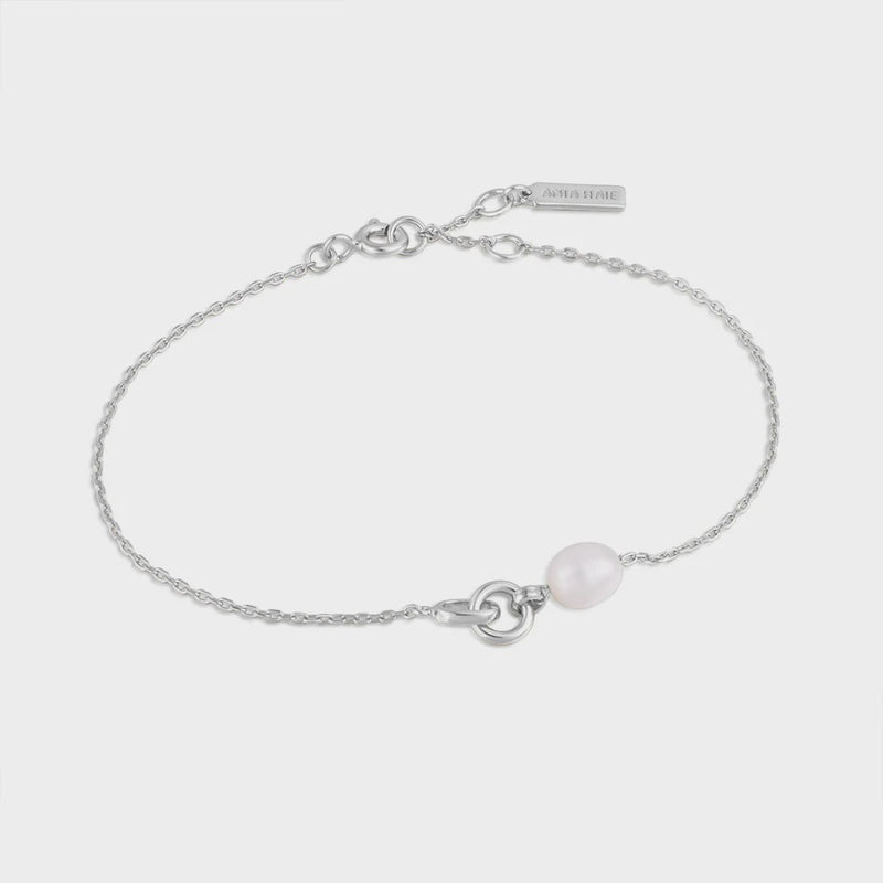ANIA HAIE Silver Pearl Link Chain Bracelet B043-01H