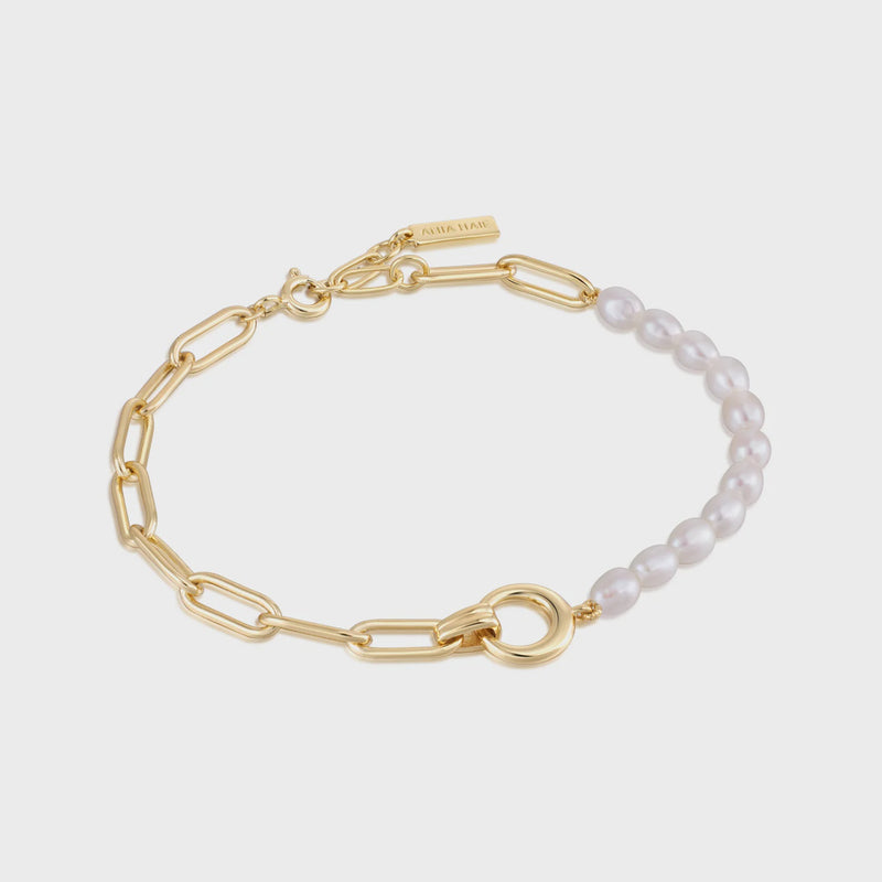 ANIA HAIE Gold Pearl Chunky Link Chain Bracelet B043-02G