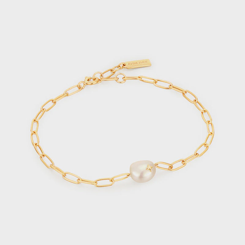 ANIA HAIE Gold Pearl Sparkle Chunky Chain Bracelet B043-03G