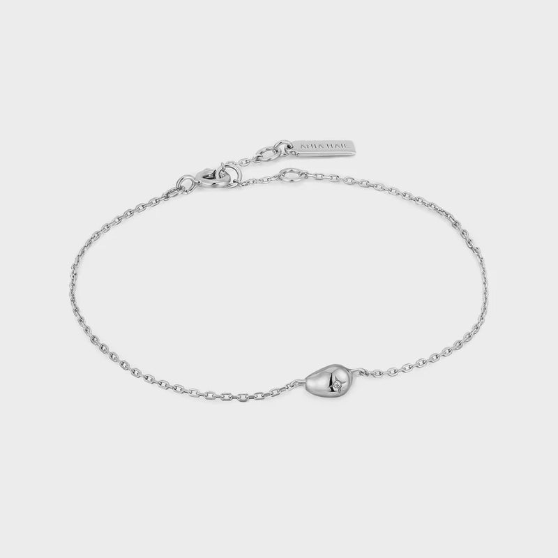 ANIA HAIE Silver Pebble Sparkle Chain Bracelet B043-04H
