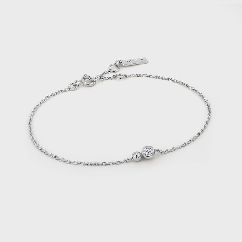 ANIA HAIE Silver Orb Sparkle Chain Bracelet B045-01H-CZ