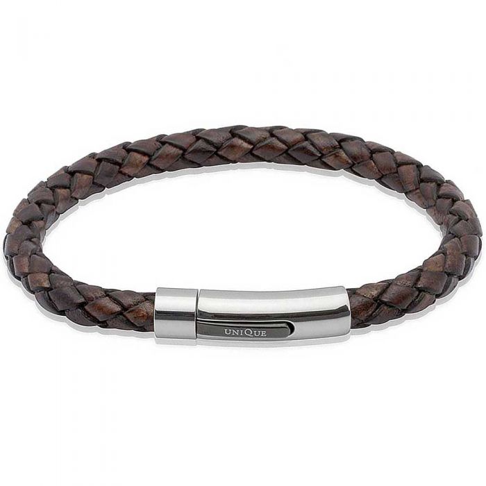 Unique & Co Dark Brown Leather Bracelet 19cm B170ADB/19cm