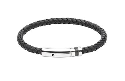 Unique & Co Black Leather Bracelet B345BL/19cm