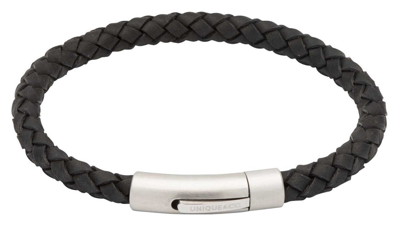 Unique & Co. 21cm Black Leather Bracelet B399BL