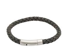 Unique Matte Stainless Steel Antique Black Leather Bracelet B400ABL