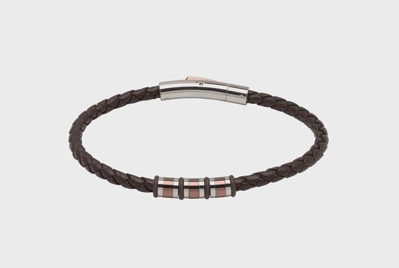 UNIQUE & CO DARK BROWN LEATHER BRACELET B404DB/21cm