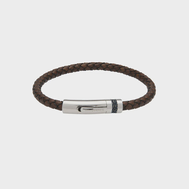 UNIQUE & CO ANTIQUE DARK BROWN LEATHER BRACELET B429ADB/19CM