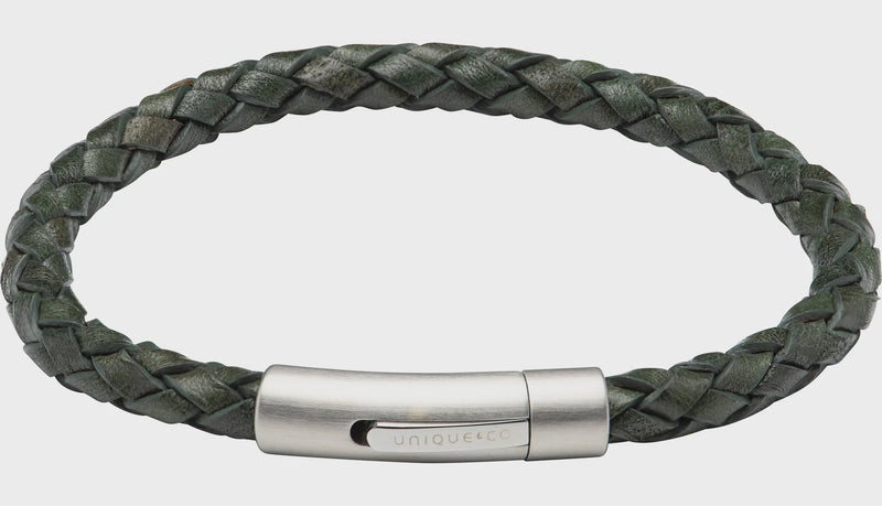 Unique & Co Dark Green Leather Bracelet B473DG-19cm