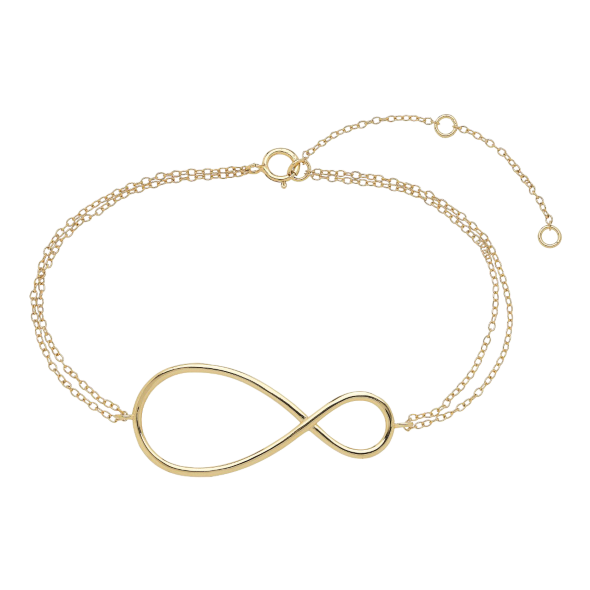 Infinity Yellow Gold Plated Silver Bracelet