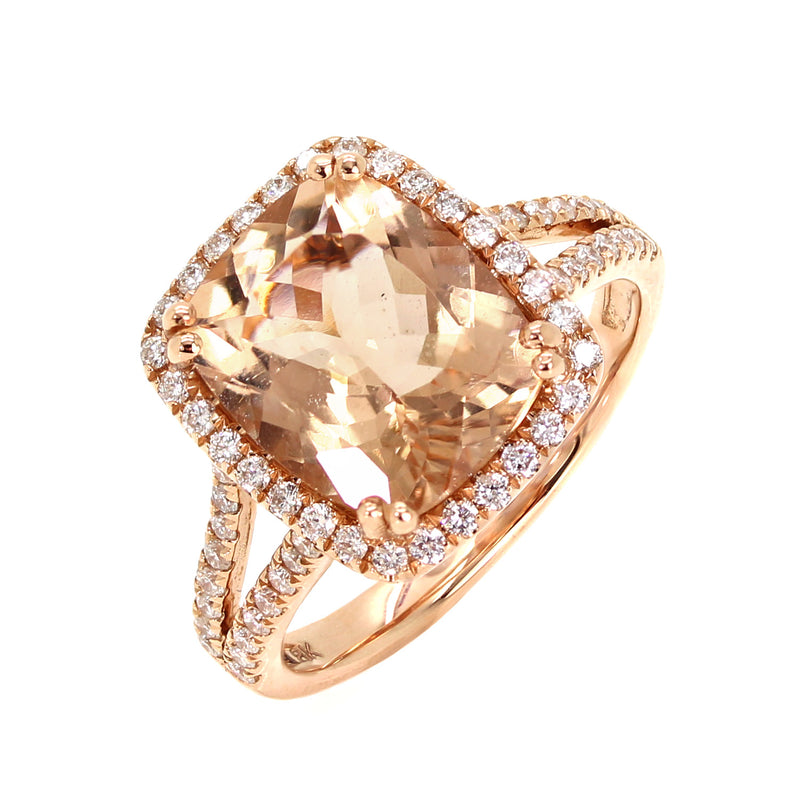 18ct Rose Gold Morganite & Diamond Ring CAQ32