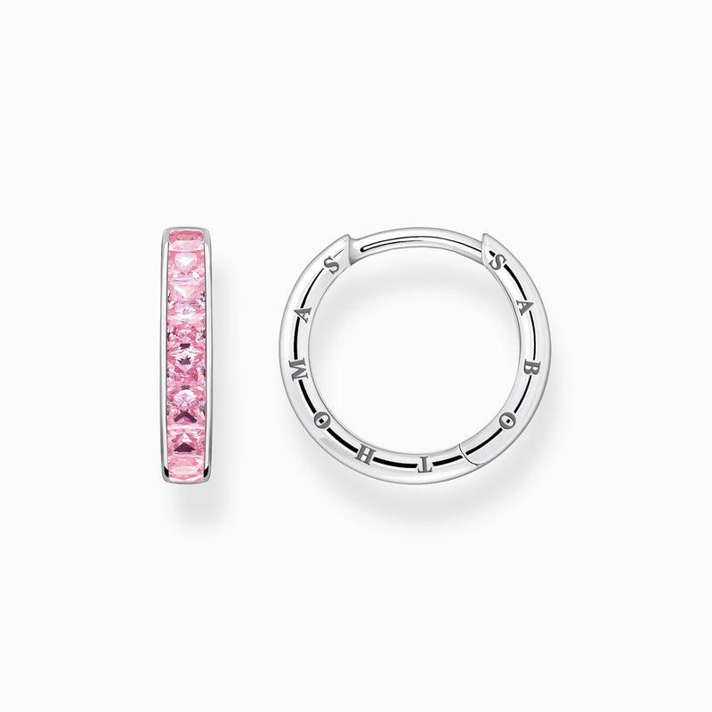 Thomas Sabo Hoop earrings with pink stones pavé silver CR668-051-9