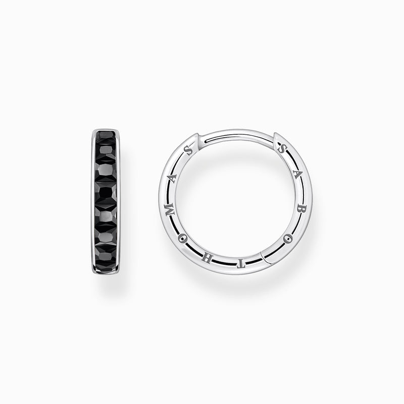 Thomas Sabo Hoop earrings with black stones pavé silver CR668-643-11