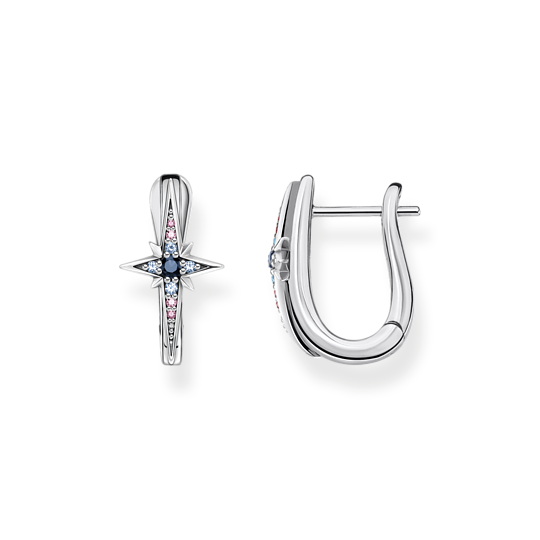 Thomas Sabo Silver Blue Stone Star Hoop Earrings CR678-945-7