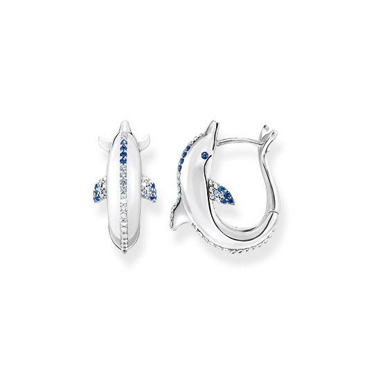 Thomas Sabo Silver Dolphin hoop Earrings with Blue Stones CR688-644-1