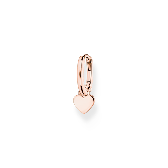 Thomas Sabo Single Rose Plated Hoop Earring with Drop Heart CR696-415-40