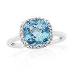 9ct WG Blue Topaz & Diamond Ring