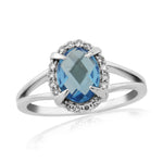9ct W Gold Blue Topaz & Diamond Ring