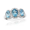 9ct White Gold Blue Topaz & Diamond Ring - BT