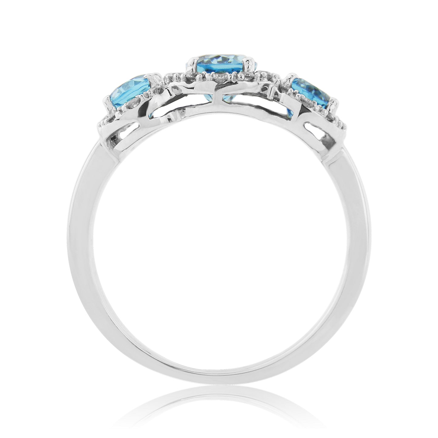9ct White Gold Blue Topaz & Diamond Ring - BT