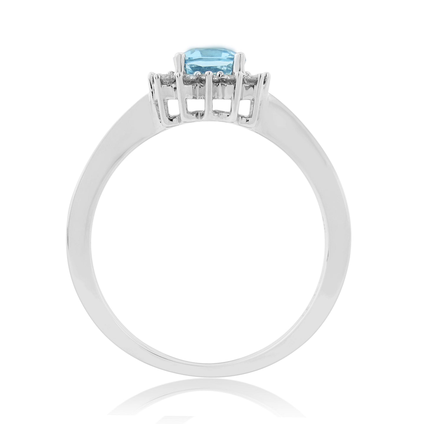 9ct White Gold Blue Topaz & Diamond Ring - Blue Topaz