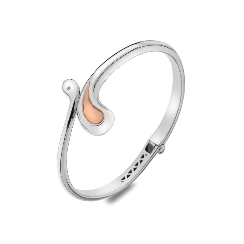 Hot Diamonds Rose Gold Accents Droplet Bangle DC167