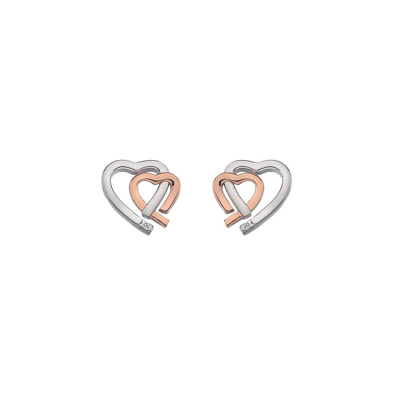 Hot Diamonds Double Heart Earrings Rose Accents DE532