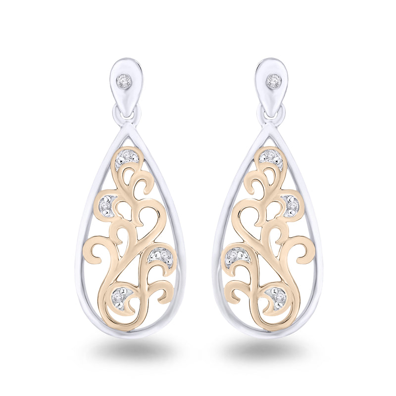 9ct White & Rose Gold Diamond Earrings