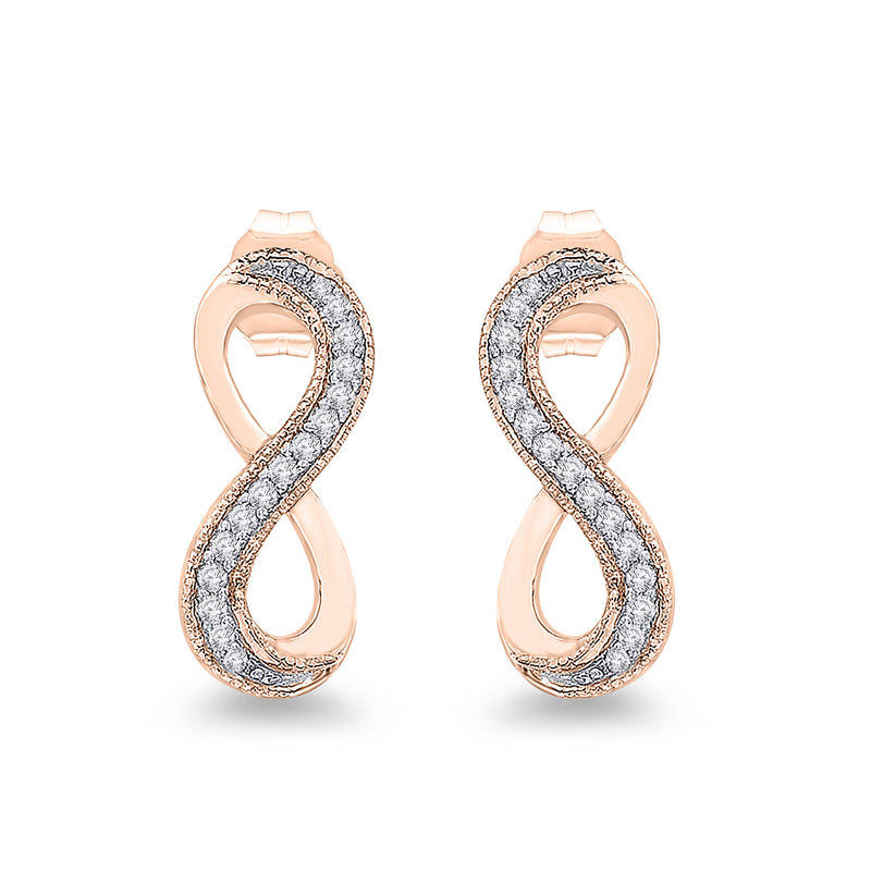 9ct Rose Gold Diamond Earrings