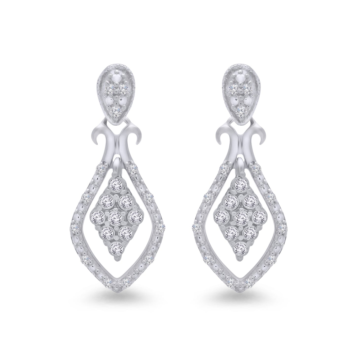 9ct White Gold Diamond Earrings - Dia W Gold