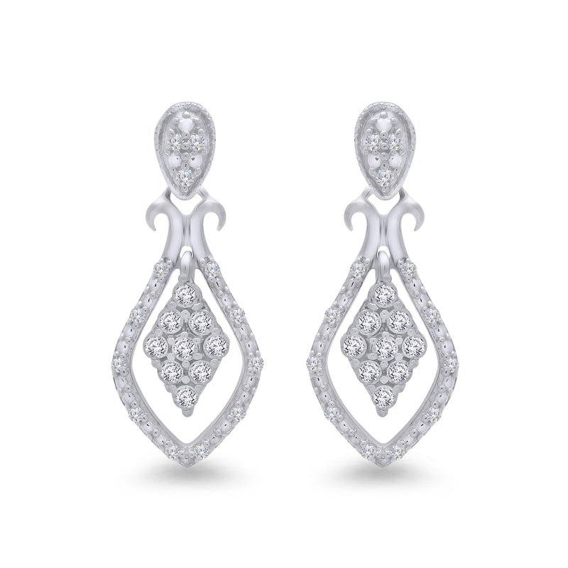 9ct White Gold Diamond Earrings - Dia W Gold