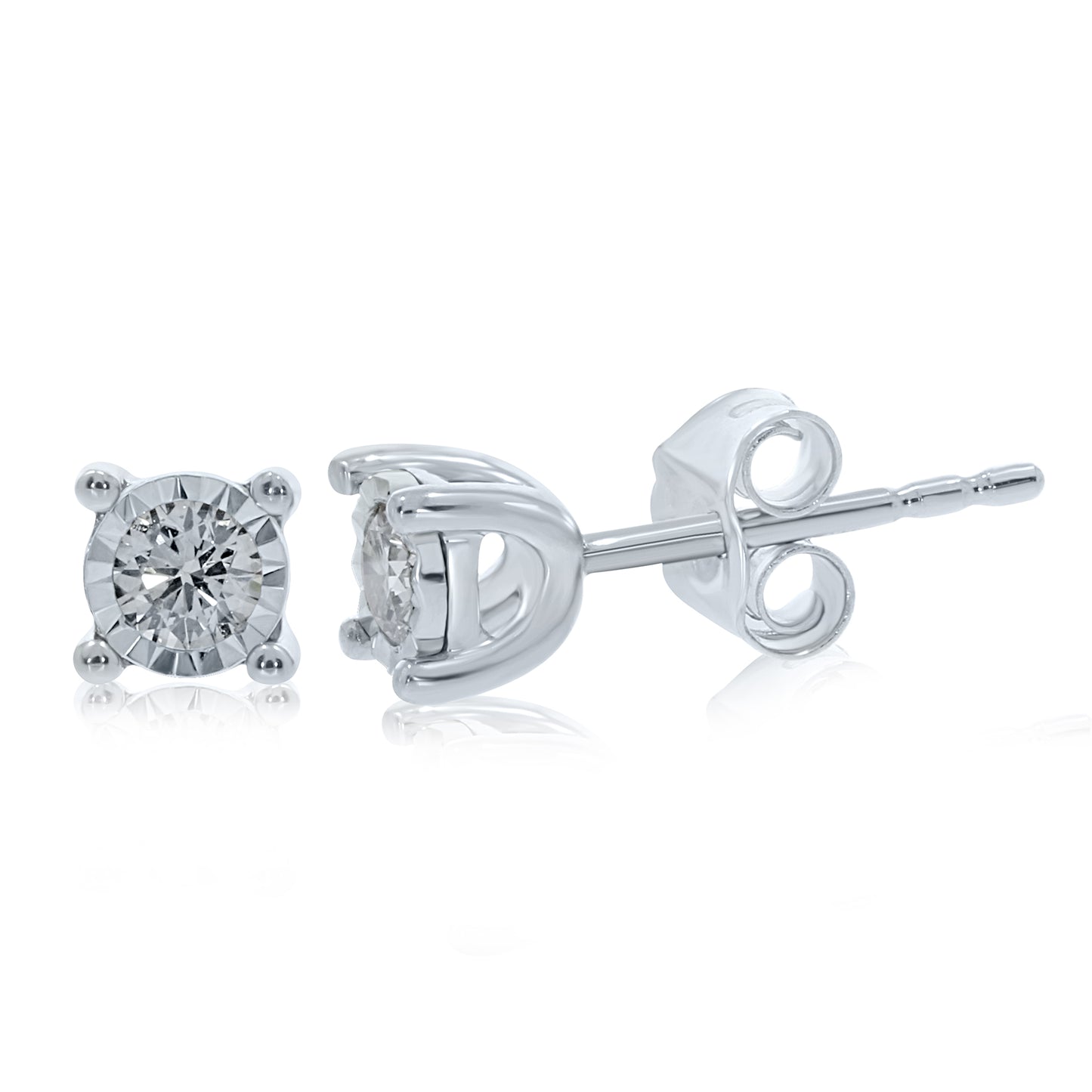 9ct White Gold Diamond Earrings