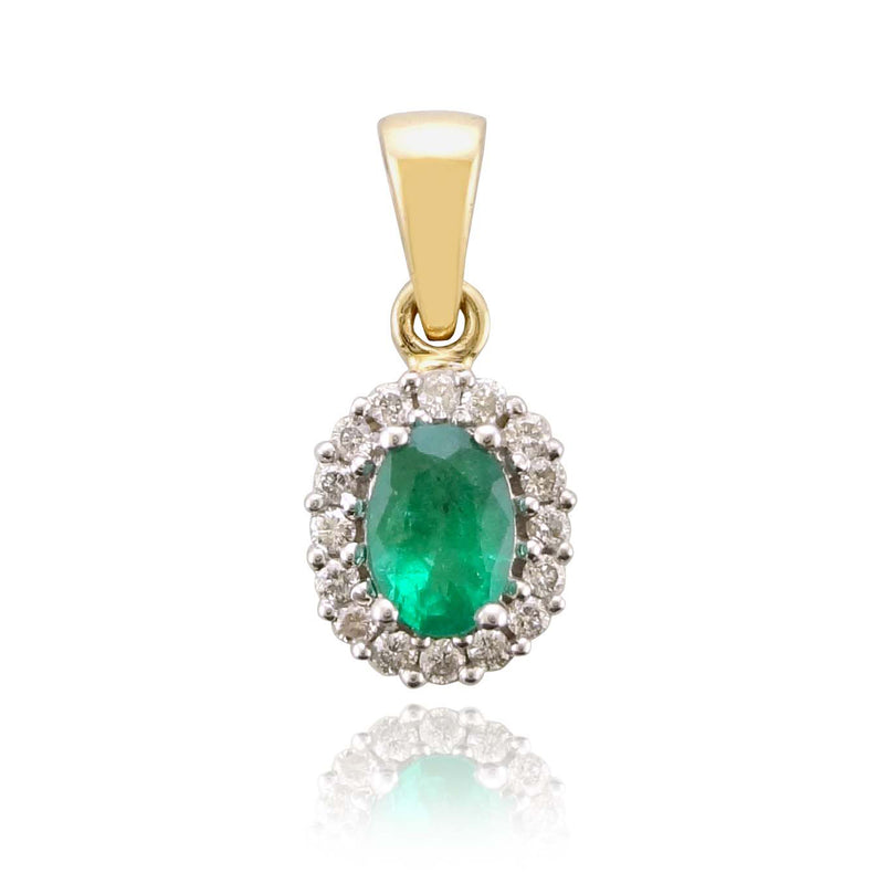 9ct Gold Emerald and Diamond Pendant
