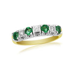 9ct Gold Emerald & Diamond Half Eternity Ring