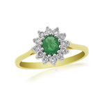 9ct Y Gold Emerald & Diamond Ring