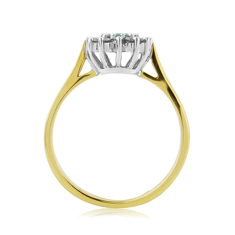 9ct Y Gold Emerald & Diamond Ring